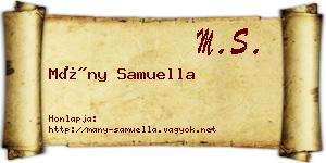 Mány Samuella névjegykártya